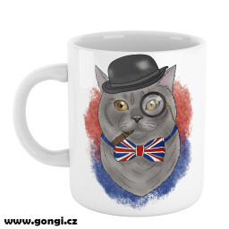 Hrnek 330 ml - Zvířátka s vtipem - Britský kocour s kloboukem